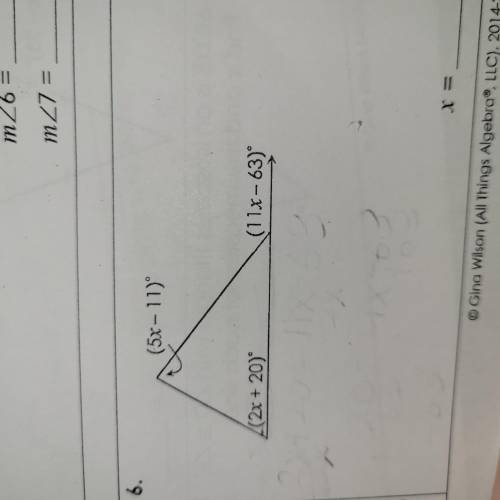 Find the value of x from the measurements in the triangle
