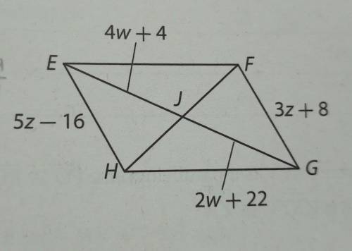 EFGH is a parallelogram. Find the measure of:FG and EG