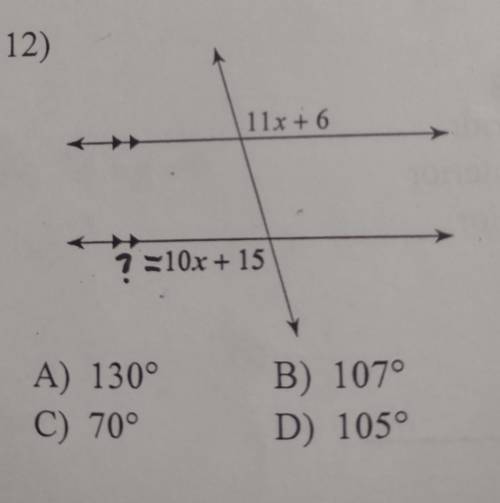 The measure of the angle indicated in bold. (?)