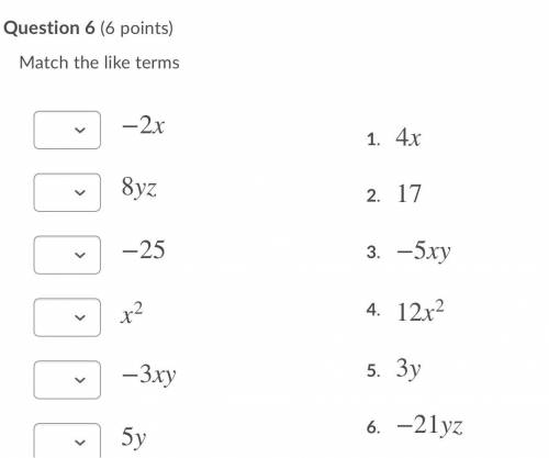 Algebra math pls help find like terms