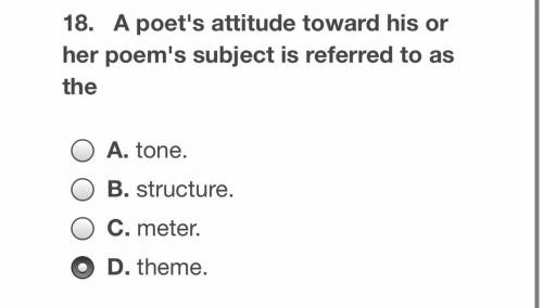 Where does “theme” go to? Questions 18 or 20?

Beyond tone, a poet's attitude toward his or her su