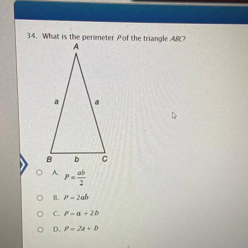 34. What is the perimeter Pof the triangle ABC?