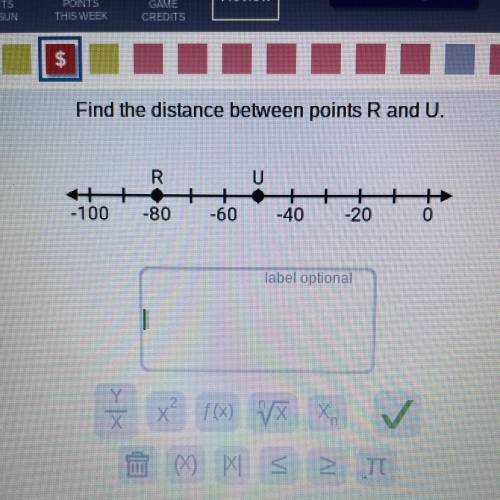 Find the distance between points R and U.