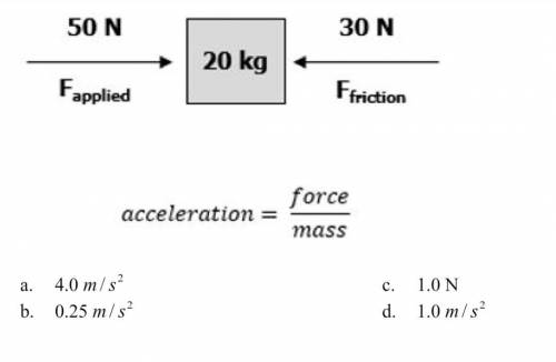 What is the acceleration of the box shown below.