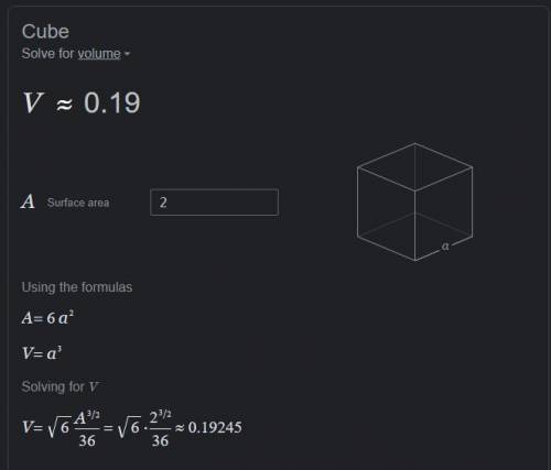 What is the volume of a cube with surface area A m2?