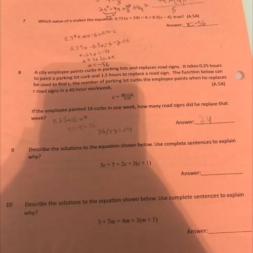 Please help me solve this question ASAP on my algebra one homework !! It’s question 9 and please sh