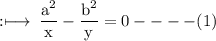 \rm :\longmapsto\:\dfrac{ {a}^{2} }{x}  - \dfrac{ {b}^{2} }{y} = 0 -  -  -  - (1)
