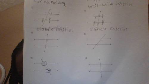 8th grade mathematics

Identify each pair of angles as corresponding, alternate exterior, alt inte