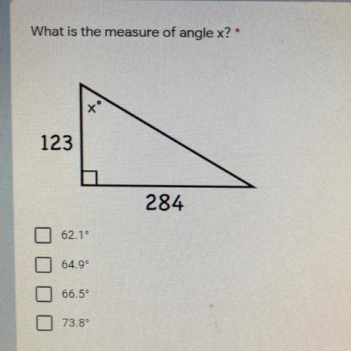 What is the measure of angle x?
(Pre-cal)