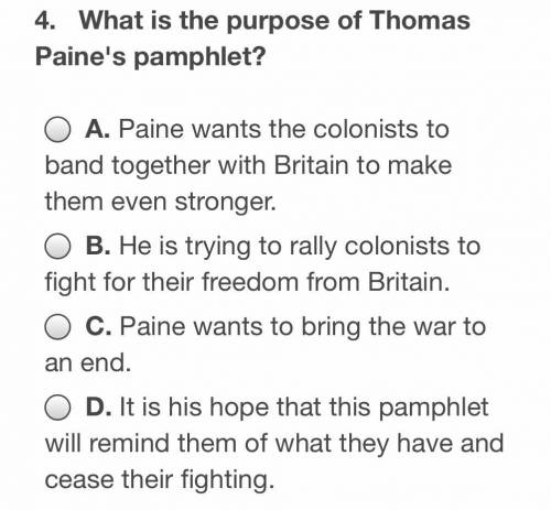4. What is the purpose of Thomas Paine’s pamphlet?