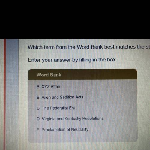 Which term from the word bank nest matches the statement below?

Gave the president powers over im