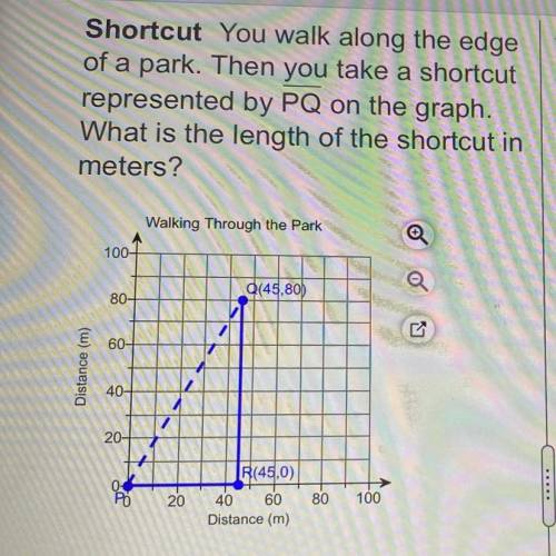Shortcut: You walk along the edge

of a park. Then you take a shortcut
represented by PQ on the gr