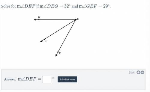 Solve for m < DEG = 32 and m < GEF = 29