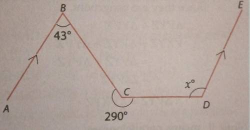AB || DE. Calculate the value of angle x°.