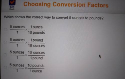 Which shows the correct way to convert 5 oz to pounds?