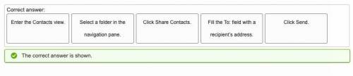 Order the steps for sharing a contacts folder in Outlook 2016