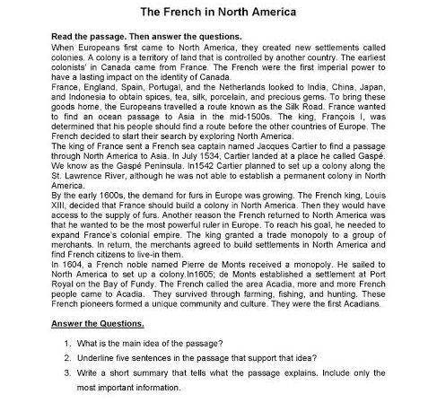 Write summary on this passage
The French in North America