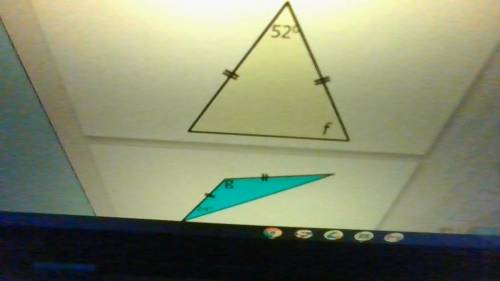 I need help finding the angle for E. The question is the yellow one.
