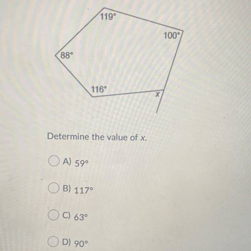 Determine the value for x.