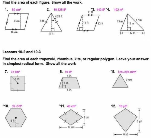 Can Anyone help me with my Math Work Sheet?

1-19 Question (Anything In Pink is the answer)
Must S
