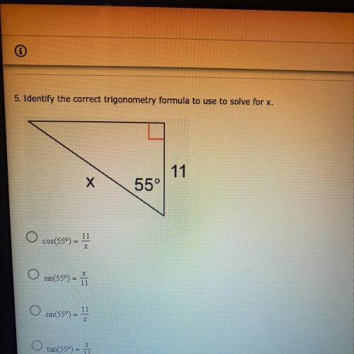 Identify the correct trigonometry formula to use to solve for x