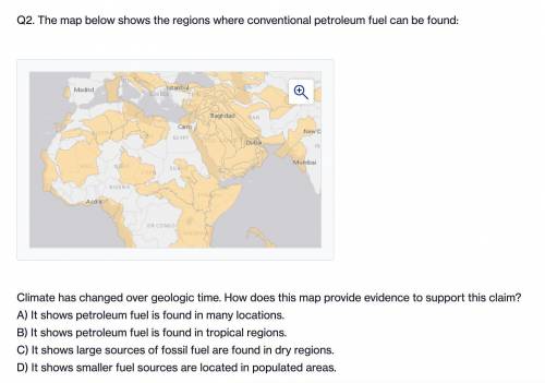 The map below shows the regions where conventional petroleum fuel can be found: (3 points)

Climat