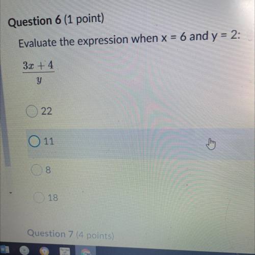 Evaluate the expression when x = 6 and y = 2: