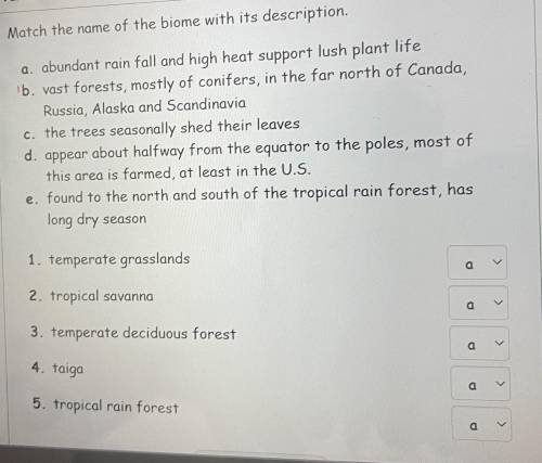 Match the name of the biome with it's description