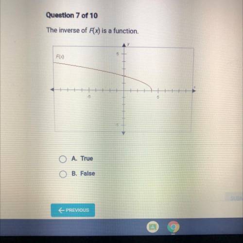 The inverse of Fx) is a function.
True or False