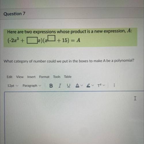 Here are two expressions whose product is a new expression, A: (What category of number could we pu