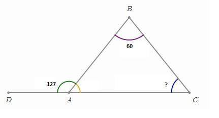N the diagram, shown below:

if abc=60 and DAB=127
∘
Then what is ∠ACB
degrees.