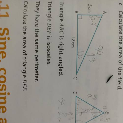 Calculate the area of triangle DEF