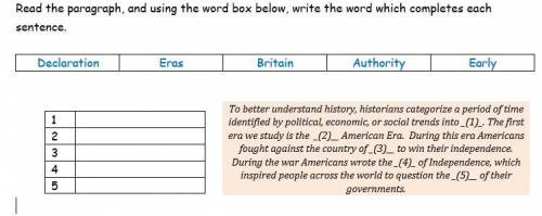Read the paragraph, and using the word box below, write the word which completes each sentence.