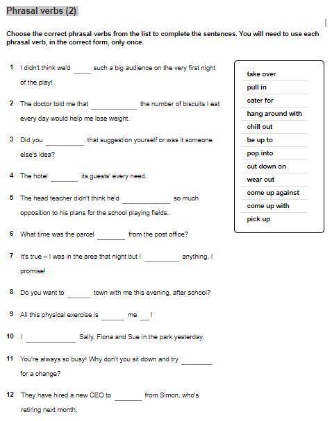 Help me with my homework it's about phrasal verb