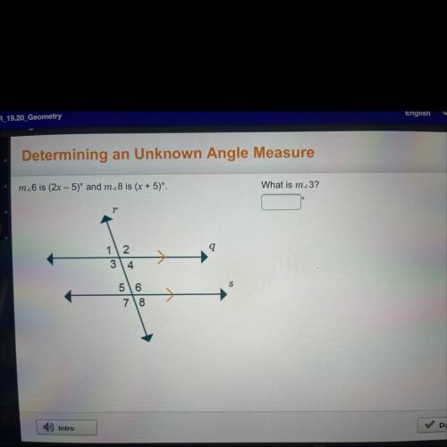 Please help! Determining an unknown angle measure for geometry