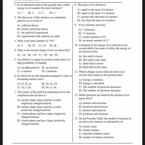 Atomic Theory questions. Will be worth 50 points.