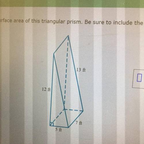 Find the surface area of this triangular prism. Be sure to include the correct unit in your answer