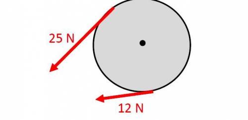 The pulley shown in the attached diagram has a diameter of 30 centimeters and a mass of 19 kilogram
