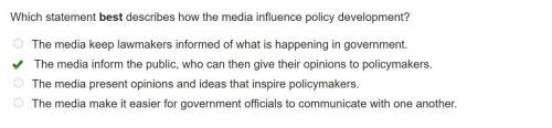 Which statement best describes how the media influence policy development?