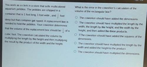 What is the error in the coworker's calculation of the volume of the rectangular box? You work as a
