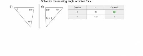 Solve for missing angle or solve for x