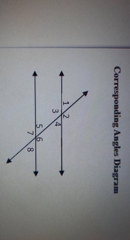 PLEASE HELP URGENT!!!Use the Corresponding Angles diagram (pic included) 1.