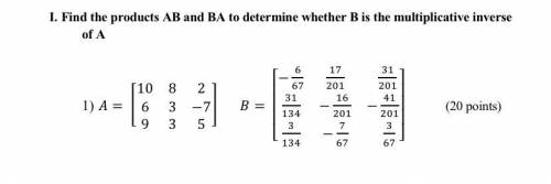 I’m having trouble with this inverse matrix problem please help