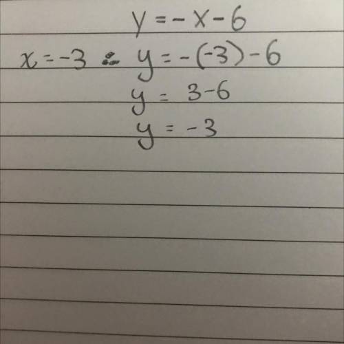 Y=-x-6 input (x) = -3 find (y) output