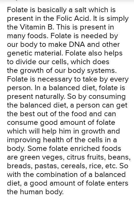 How does a balanced diet help you obtain folate?
