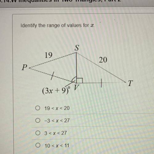 Help, identify the range of values for x