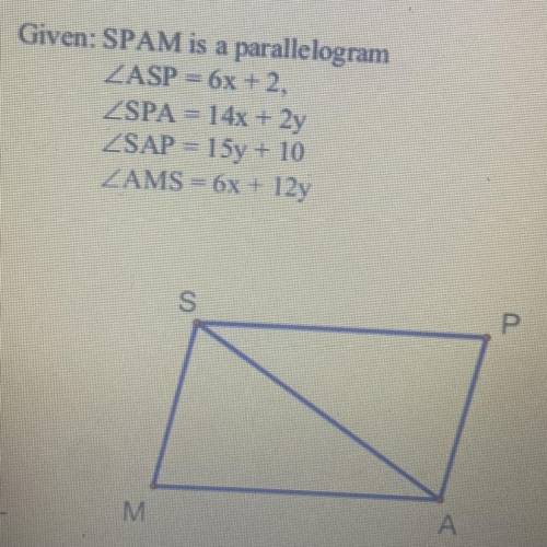 Solve the angles of this parallelogram