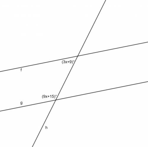 HELP WILL REWARD BRAINLIEST!!
For what value of x is line f parallel to line g?