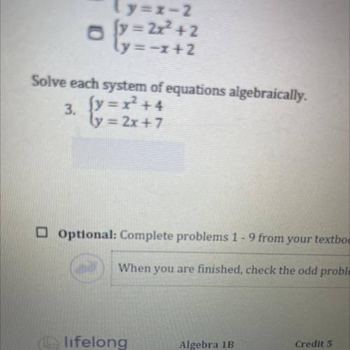 How to solve for each system of equations algebraically