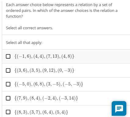Each answer choice below represents a relation by a set of ordered pairs. In which of the answer ch